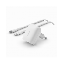 CARICABATTERIE DA PARETE CON PPS PORTA USB-C PD 20W 1M PVC C-LTG- BIANCO