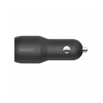 CARICABATTERIE AUTO DUE PORTE USB-A + CAVO USB-A A USB-C 1M - NERO