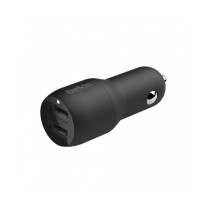 CARICABATTERIE AUTO DUE PORTE USB-A + CAVO USB-A A USB-C 1M - NERO