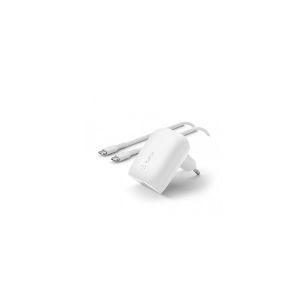 CARICABATTERIE DA PARETE CON PPS PORTA USB-C PD 30W 1M PVC C-C - BIANCO