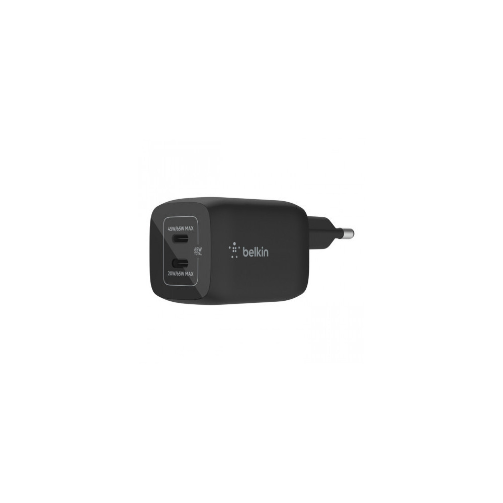 CARICABATTERIE DA PARETE DOPPIO GAN USB-C PPS 65W PPS - NERO