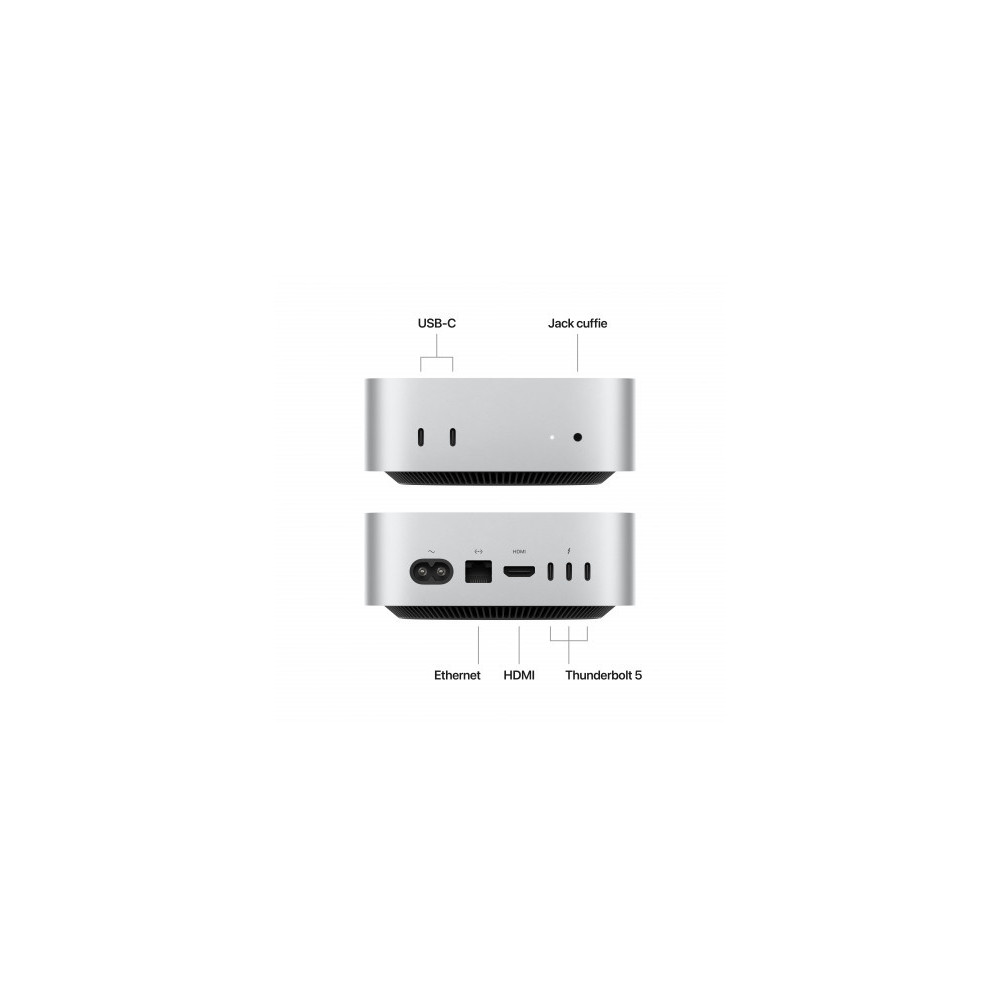 Mac mini - Chip Apple M4 Pro con CPU 14-core, GPU 20-core, Neural Engine 16-core - RAM 24GB di memoria unificata - HD SSD 512GB 