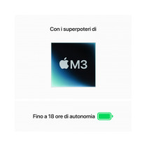 MacBook Air 13" Apple M3 chip con 8-core CPU e 10-core GPU, 24GB, 512GB SSD - Argento