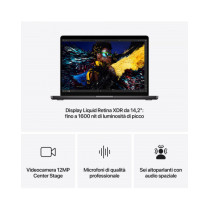 MacBook Pro 14" Apple M4 Pro chip con 12-core CPU e 16-core GPU, 24GB, 512GB SSD - Nero Siderale