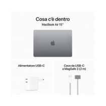 MacBook Air 15" Apple M3 chip con 8-core CPU e 10-core GPU, 24GB, 512GB SSD - Grigio Siderale