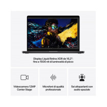 MacBook Pro 16" Apple M4 Pro chip con 14-core CPU e 20-core GPU, 24GB, 512GB SSD - Nero Siderale