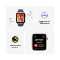2023 - Apple Watch SE GPS 44mm Cassa in alluminio argento - Cinturino sport  blu tempesta - M/L