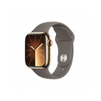 Apple Watch Series 9 GPS + Cellular 41mm Cassa in acciaio inossidabile gold - Cinturino sport grigio creta - M/L