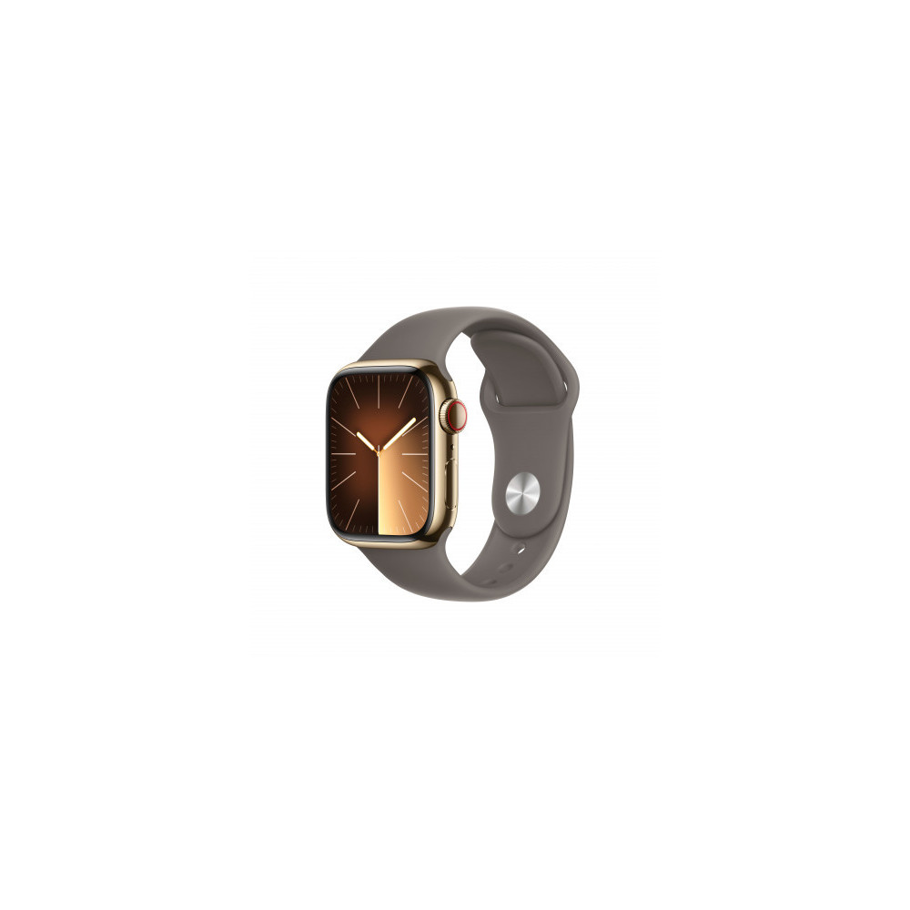 Apple Watch Series 9 GPS + Cellular 41mm Cassa in acciaio inossidabile gold - Cinturino sport grigio creta - M/L