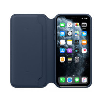 Apple iPhone 11 Pro Max Leather Folio - Deep Sea Blue