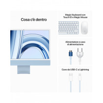 iMac 24" 4.5K Blu - CPU M3 (Chip 8-core CPU e 10-core GPU) - RAM 16GB - HD SSD 512GB - Magic Mouse - Magic Keyboard con Touch ID