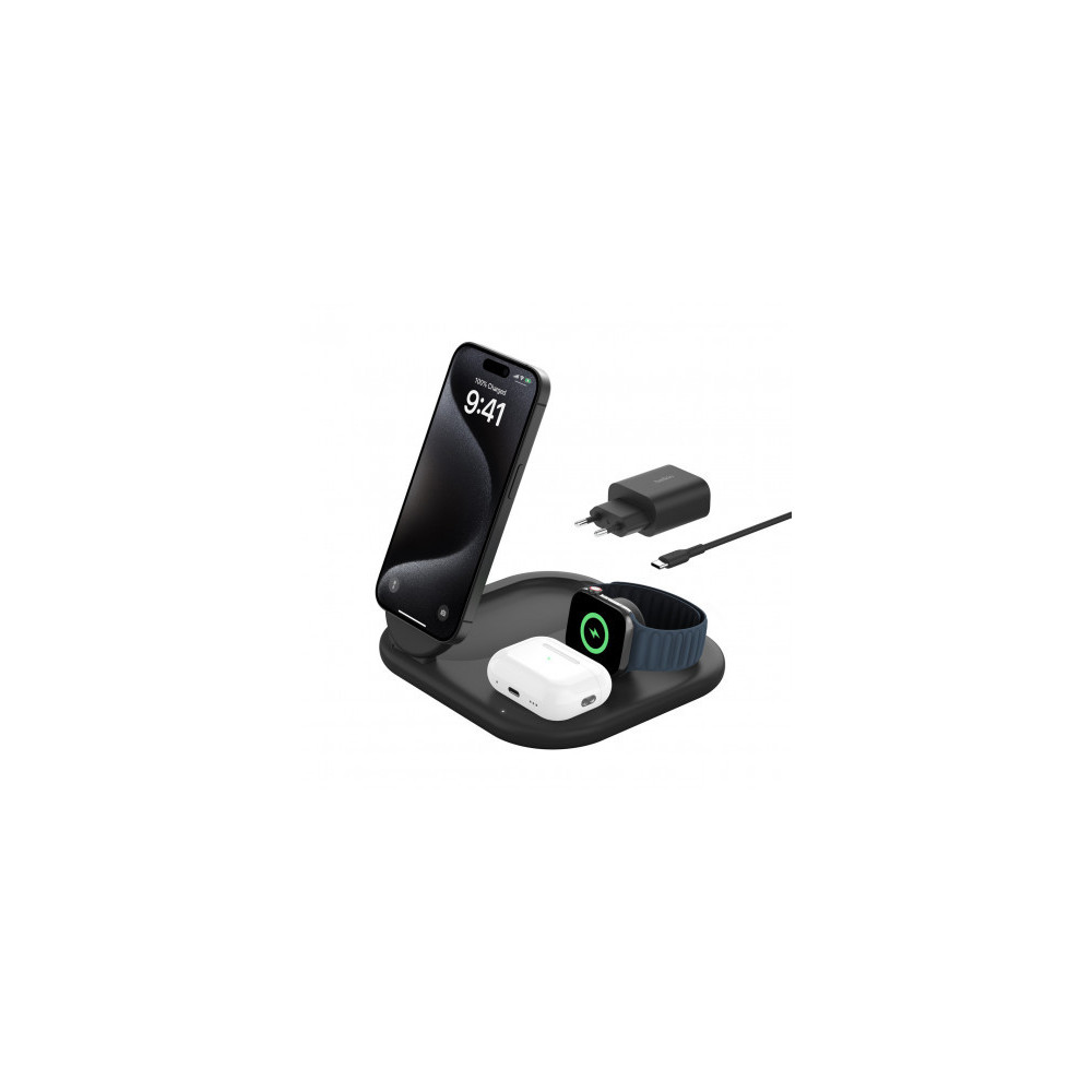 BOOSTCHARGE™ Qi2 15w Magnetic 3in1 Stand, Black