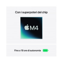 MacBook Air 13" Apple M4 10-core CPU e 10-core GPU, RAM 16GB, SSD 512GB - Argento