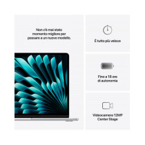 MacBook Air 13" Apple M4 10-core CPU e 10-core GPU, RAM 16GB, SSD 512GB - Argento
