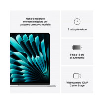 MacBook Air 15" Apple M4 10-core CPU e 10-core GPU, RAM 16GB, SSD 256GB - Argento