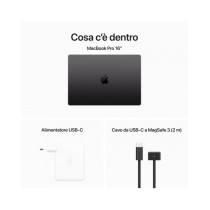 MacBook Pro 16" - Apple M3 Max chip con 16-core CPU e 40-core GPU, 1TB SSD - Nero Siderale