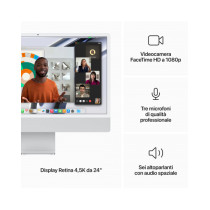 2023 - iMac 24" con Retina 4.5K display: Apple M3 chip con 8-core CPU e 10-core GPU, RAM 8GB, 512GB SSD - Argento