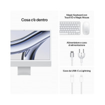 2023 - iMac 24" con Retina 4.5K display: Apple M3 chip con 8-core CPU e 10-core GPU, RAM 8GB, 512GB SSD - Argento