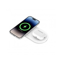 TAPPETINO DI RICARICA WIRLESS MAGNETICO 2IN1 15W QI2 - BIANCO