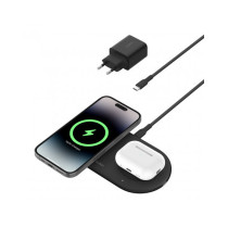 TAPPETINO DI RICARICA WIRLESS MAGNETICO 2IN1 15W QI2 - NERO