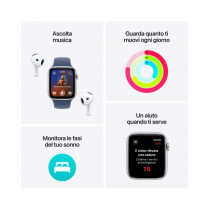 Apple Watch SE GPS 40mm Argento Cassa Alluminio con Cinturino Sport Loop Nuvola Blu