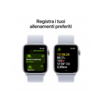 Apple Watch SE GPS 44mm Argento Cassa Alluminio con Cinturino Sport Loop Nuvola Blu