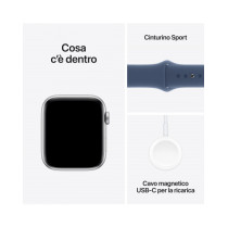 Apple Watch SE GPS 44mm Argento Cassa Alluminio con Denim Sport Band - S/M