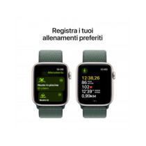 Apple Watch SE GPS 44mm Galassia Cassa Alluminio con Cinturino Sport Loop Lago Verde