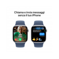 Apple Watch Series 10 GPS + Cellular 42mm Argento Cassa Alluminio con Denim Sport Band - M/L