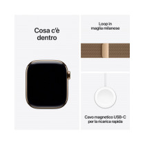 Apple Watch Series 10 GPS + Cellular 42mm Cassa Titanio Oro con Oro Milanese Loop
