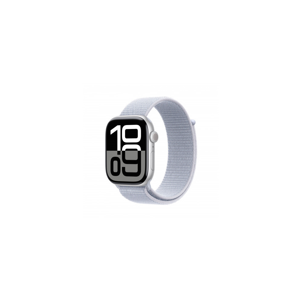 Apple Watch Series 10 GPS + Cellular 46mm Argento Cassa Alluminio con Cinturino Sport Loop Nuvola Blu