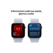 Apple Watch Series 10 GPS + Cellular 46mm Argento Cassa Alluminio con Cinturino Sport Loop Nuvola Blu