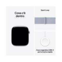 Apple Watch Series 10 GPS + Cellular 46mm Argento Cassa Alluminio con Cinturino Sport Loop Nuvola Blu