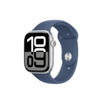 Apple Watch Series 10 GPS + Cellular 46mm Argento Cassa Alluminio con Denim Sport Band - S/M