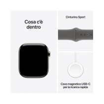 Apple Watch Series 10 GPS + Cellular 46mm Cassa Titanio Naturale con Stone Grey Sport Band - M/L