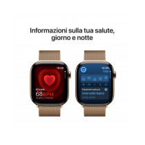 Apple Watch Series 10 GPS + Cellular 46mm Cassa Titanio Oro con Oro Milanese Loop - S/M