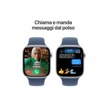 Apple Watch Series 10 GPS 46mm Argento Cassa Alluminio con Denim Sport Band - M/L