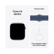Apple Watch Series 10 GPS 46mm Argento Cassa Alluminio con Denim Sport Band - M/L