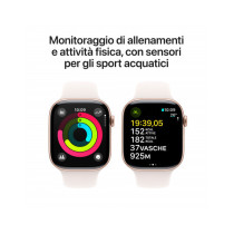 Apple Watch Series 10 GPS 46mm Rose Oro Cassa Alluminio con Cinturino Sport Rosa Fard - M/L