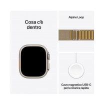 Apple Watch Ultra 2 GPS + Cellular 49mm Cassa Titanio Naturale con Tan Alpine Loop - Medium