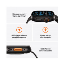 Apple Watch Ultra 2 GPS + Cellular 49mm Cassa Titanio Nero con Nero Trail Loop - M/L