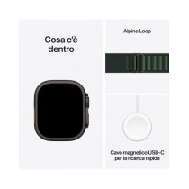 Apple Watch Ultra 2 GPS + Cellular 49mm Cassa Titanio Nero con Verde Scuro Alpine Loop - Small