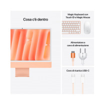 iMac arancione - Vetro standard - RAM 16GB di memoria unificata - HD SSD 256GB - Magic Mouse - Magic Keyboard con Touch ID - Ita