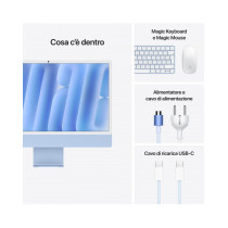 iMac blu - RAM 16GB di memoria unificata - HD SSD 256GB - Gigabit Ethernet - Magic Trackpad - Magic Keyboard con Touch ID e tast