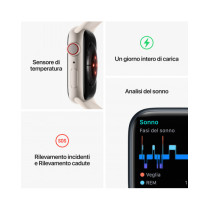 2022 - Apple Watch Series 8 GPS + Cellular 45mm Cassa in acciaio color oro Case con Galassia Sport Band