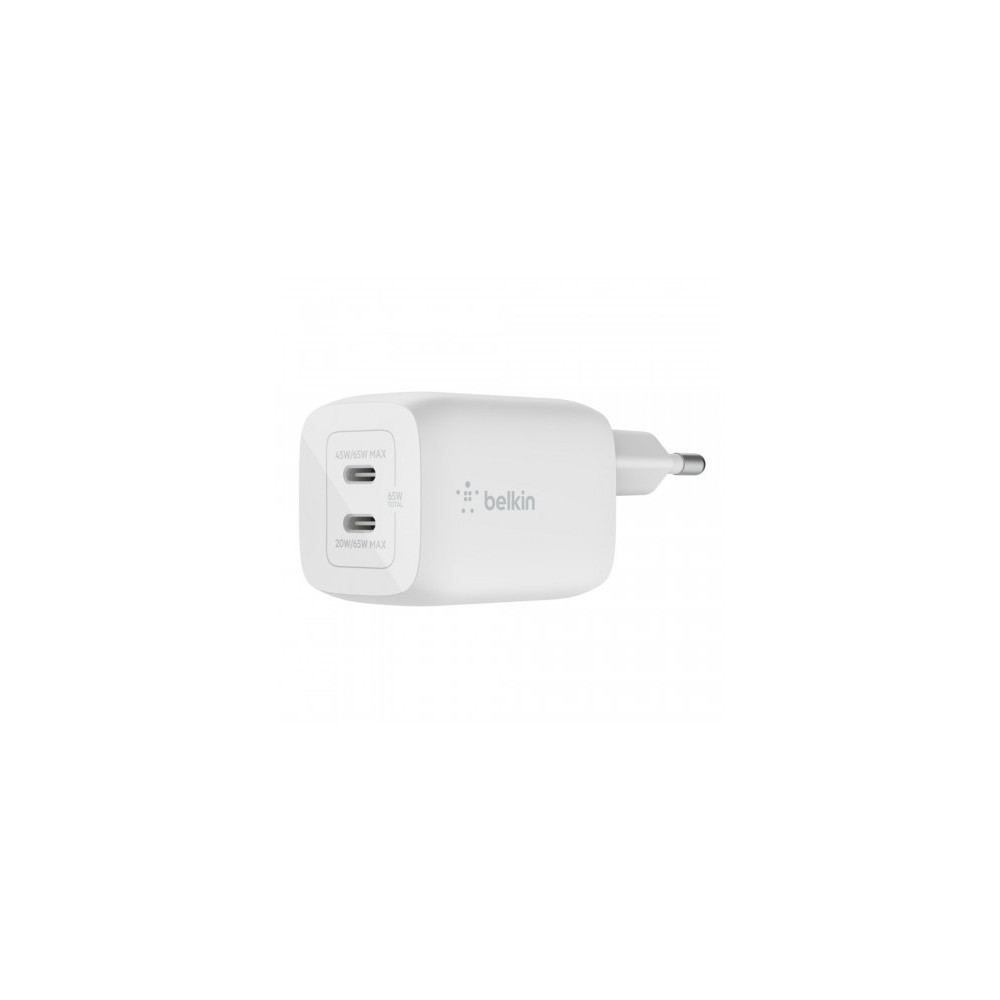 CARICABATTERIE 65W PPS DUAL USB-C GAN UNIVERSALE - BIANCO